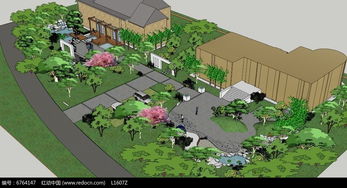 游園景觀設計skp素材下載 編號6764147 紅動網