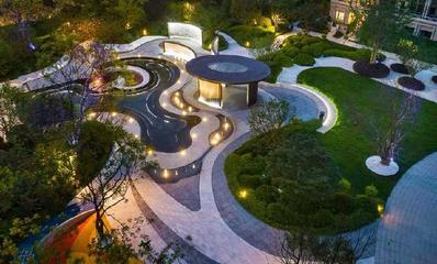 景觀設計:曲線構圖的住宅小區景觀示范區也很美!